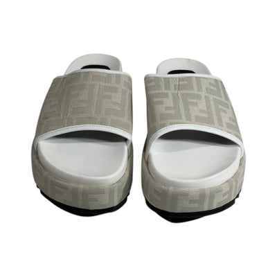 Fendi Ivory Platform Slides – Luxe Monogram Comfort Sandals 🤍✨ - MASTERPIECE