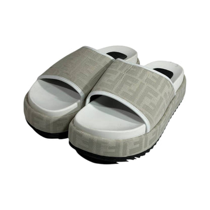Fendi Ivory Platform Slides – Luxe Monogram Comfort Sandals 🤍✨ - MASTERPIECE