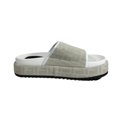 Fendi Ivory Platform Slides – Luxe Monogram Comfort Sandals 🤍✨ - MASTERPIECE