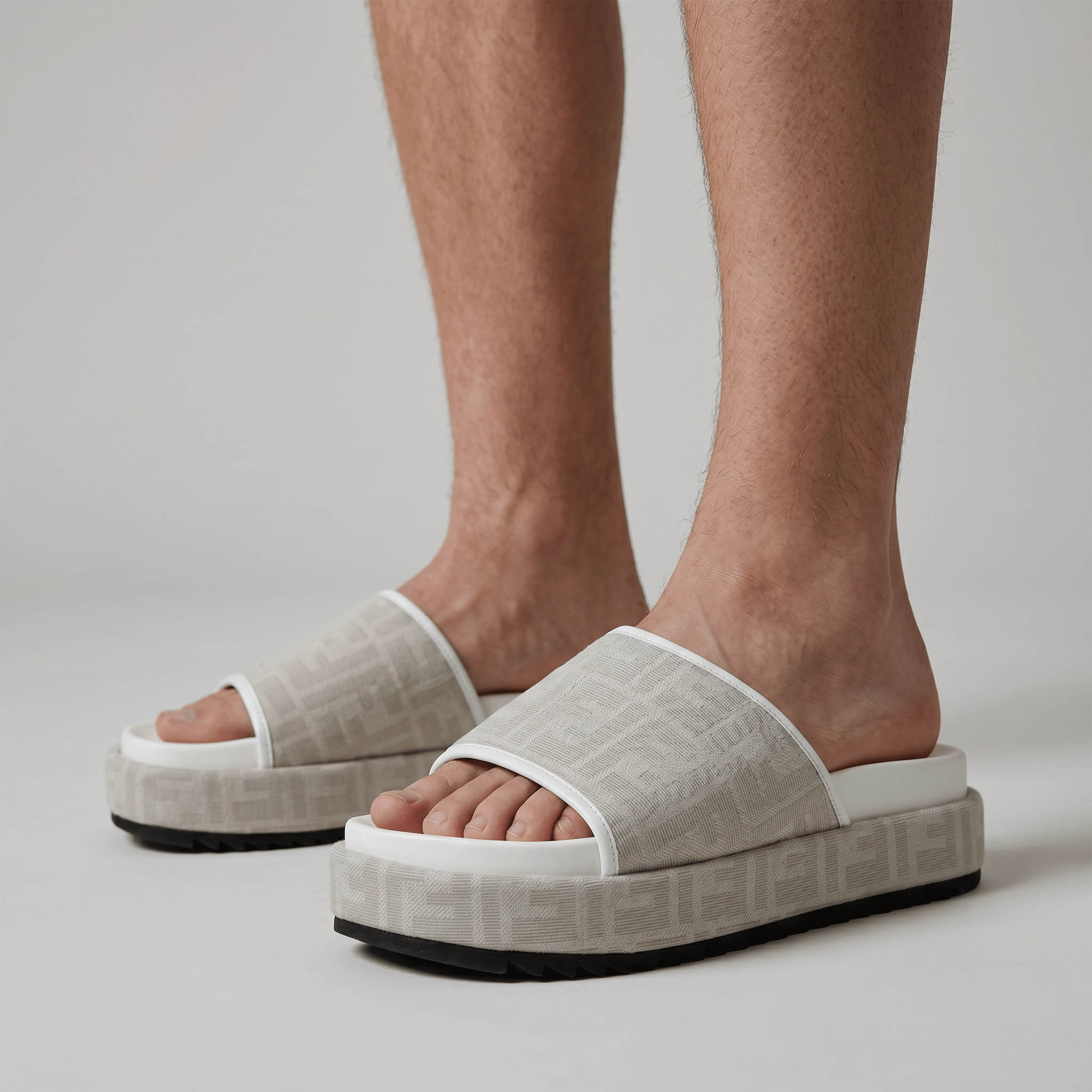 Fendi Ivory Platform Slides – Luxe Monogram Comfort Sandals 🤍✨ - MASTERPIECE