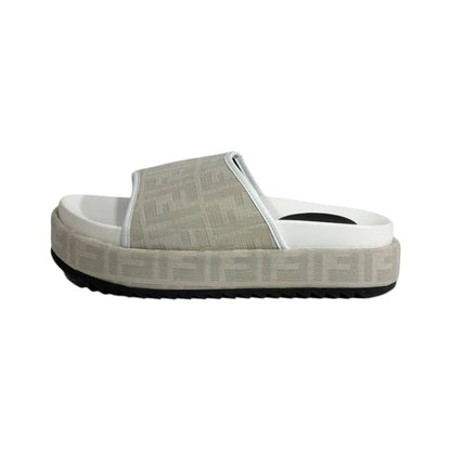Fendi Ivory Platform Slides – Luxe Monogram Comfort Sandals 🤍✨ - MASTERPIECE