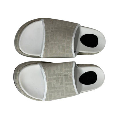 Fendi Ivory Platform Slides – Luxe Monogram Comfort Sandals 🤍✨ - MASTERPIECE