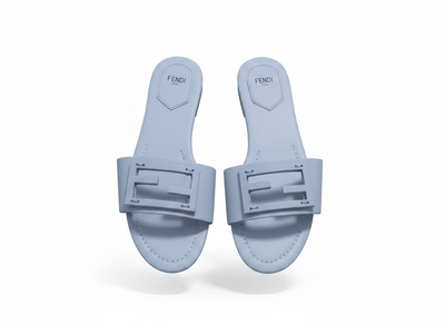 Fendi Light Blue Slide Sandals 💙✨ FF Logo Edition - MASTERPIECE