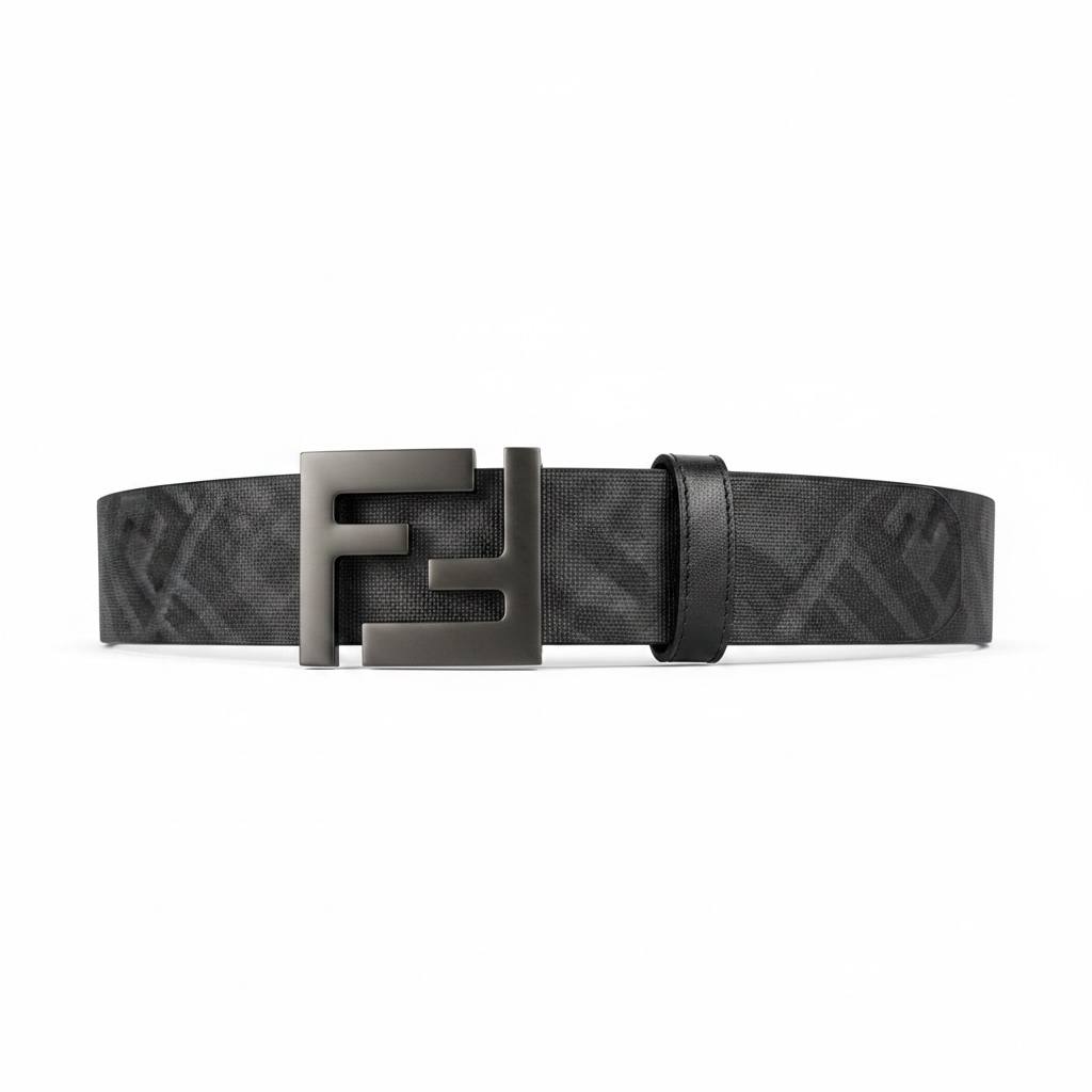 Fendi Luxury FF Monogram Belt 120CM – Matte Black Buckle Designer Belt ✨🖤 - MASTERPIECE