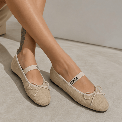 Fendi Monogram Ballet Flats – Beige Elegance Edition ✨🤍 - MASTERPIECE