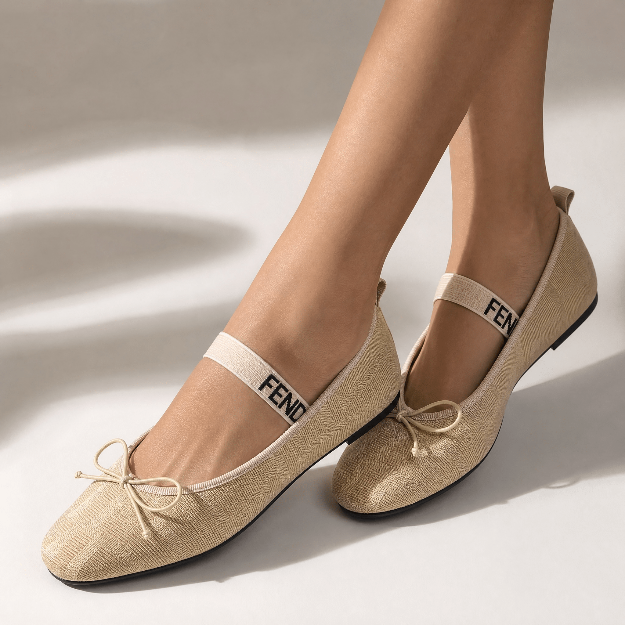 Fendi Monogram Ballet Flats – Beige Elegance Edition ✨🤍 - MASTERPIECE