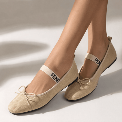 Fendi Monogram Ballet Flats – Beige Elegance Edition ✨🤍 - MASTERPIECE