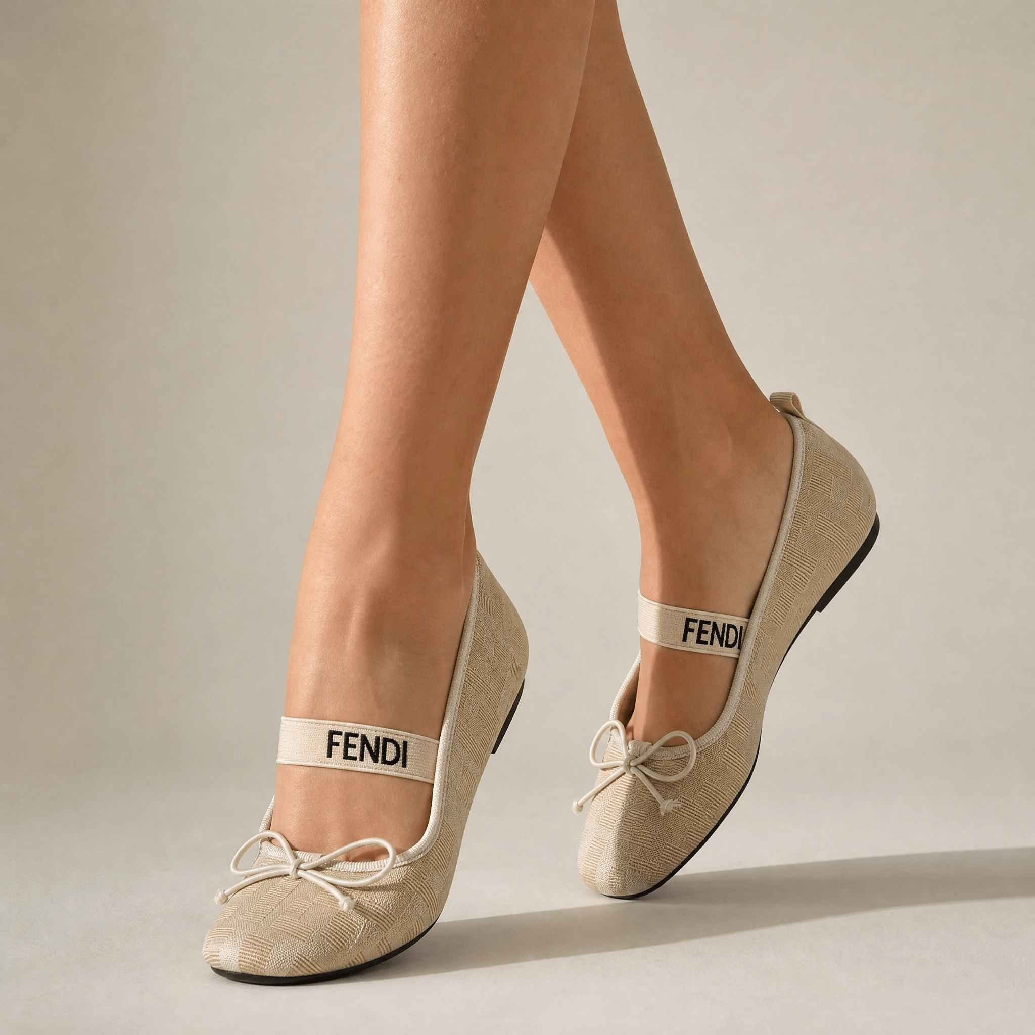 Fendi Monogram Ballet Flats – Beige Elegance Edition ✨🤍 - MASTERPIECE