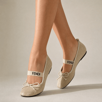 Fendi Monogram Ballet Flats – Beige Elegance Edition ✨🤍 - MASTERPIECE