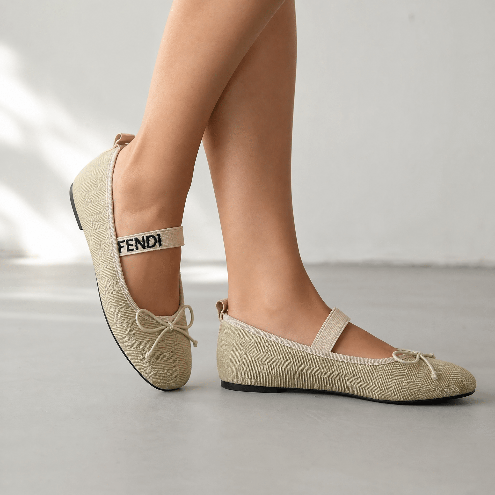 Fendi Monogram Ballet Flats – Beige Elegance Edition ✨🤍 - MASTERPIECE
