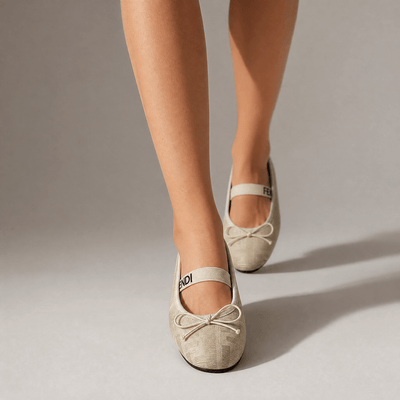Fendi Monogram Ballet Flats – Beige Elegance Edition ✨🤍 - MASTERPIECE