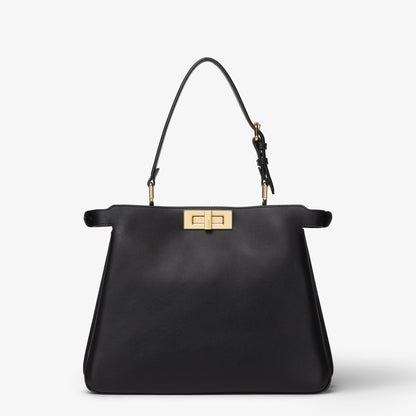 🖤 Fendi Peekaboo Black Leather Bag | Luxury Gold Chain Shoulder Handbag ✨ - MASTERPIECE