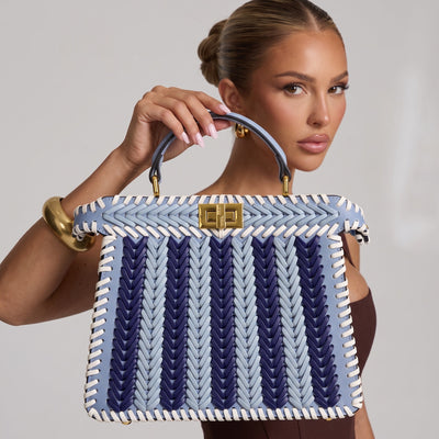 Fendi peekaboo Woven Top-Handle Bag – Light Blue 👜 - MASTERPIECE