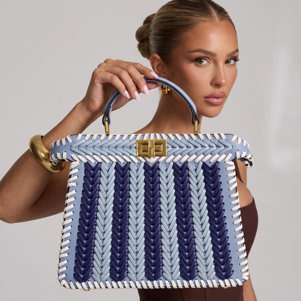 Fendi peekaboo Woven Top-Handle Bag – Light Blue 👜