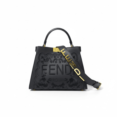 Fendi Roma Black Embossed Handbag 🖤✨ | Luxury Statement Bag - MASTERPIECE