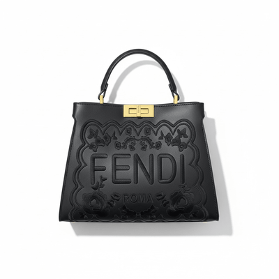 Fendi Roma Black Embossed Handbag 🖤✨ | Luxury Statement Bag - MASTERPIECE