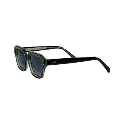 Fendi Square Sunglasses – Green Marble Frame Blue Lens 🕶️💚 - MASTERPIECE
