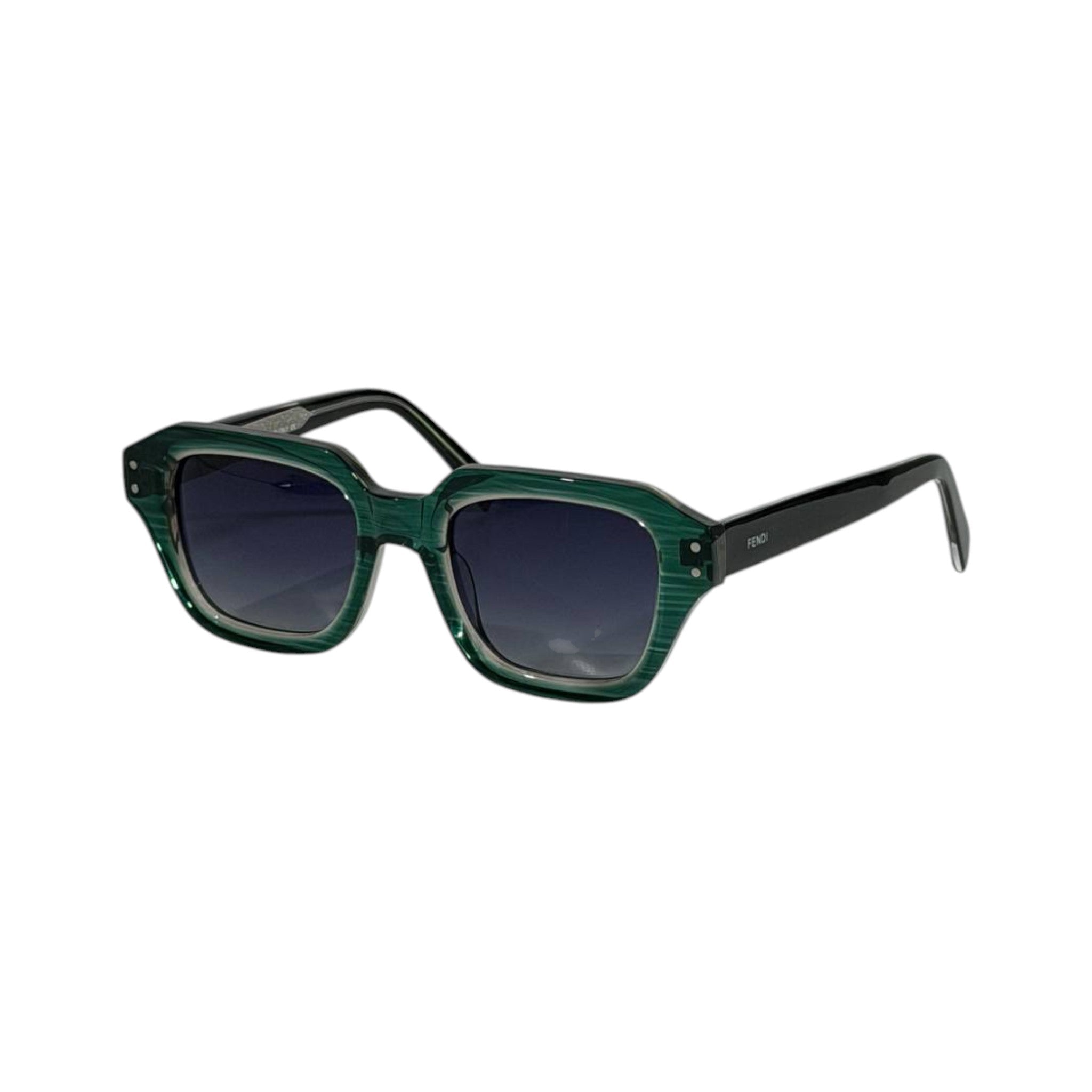 Fendi Square Sunglasses – Green Marble Frame Blue Lens 🕶️💚 - MASTERPIECE