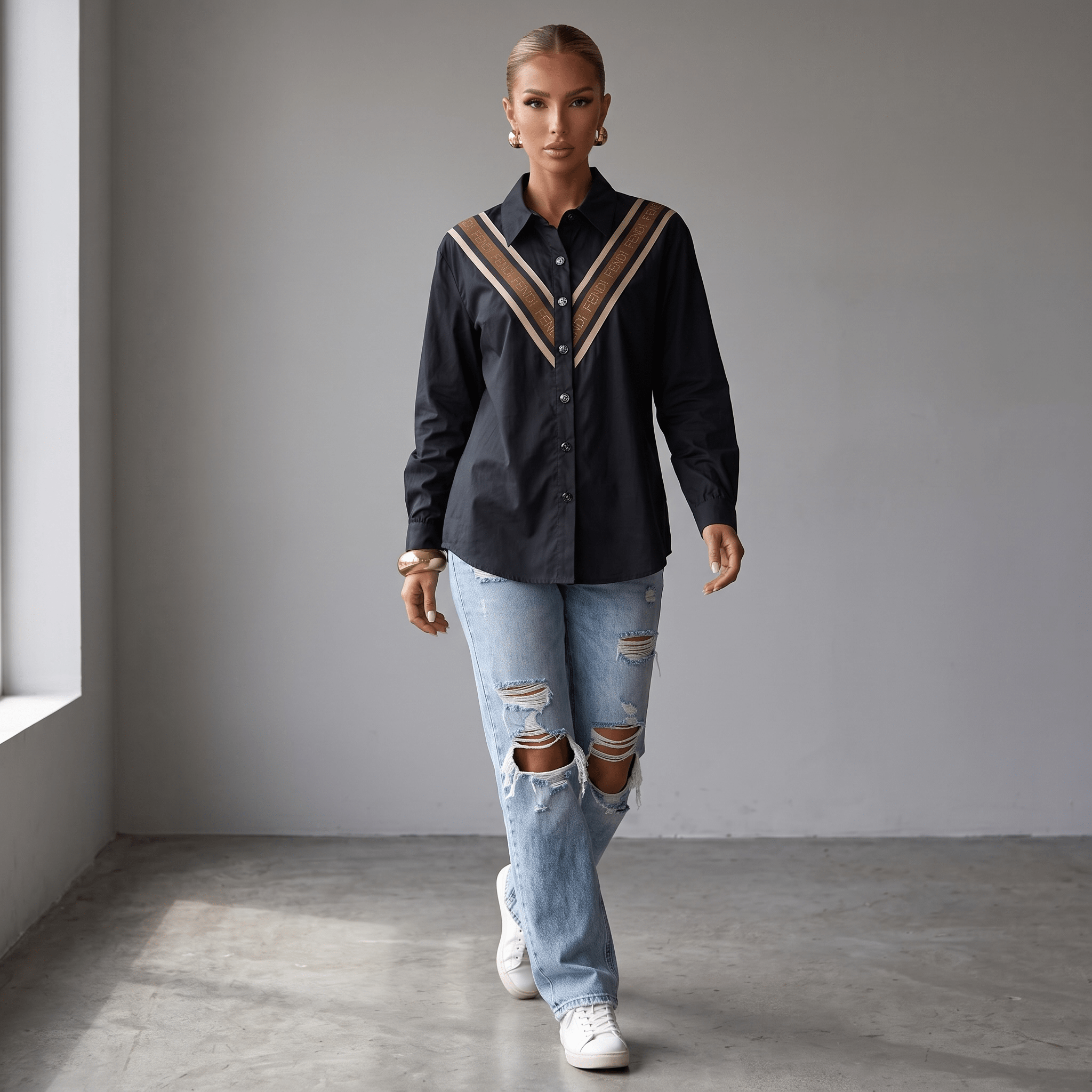 Fendi V-Stripe Oversized Shirt - MASTERPIECE