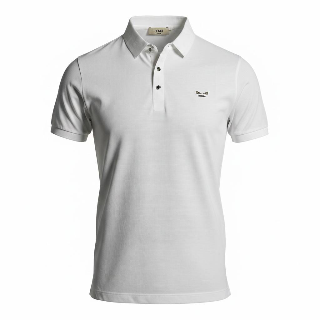 🤍 Fendi White Polo Shirt – Clean Minimal Luxury Essential 👕✨ - MASTERPIECE