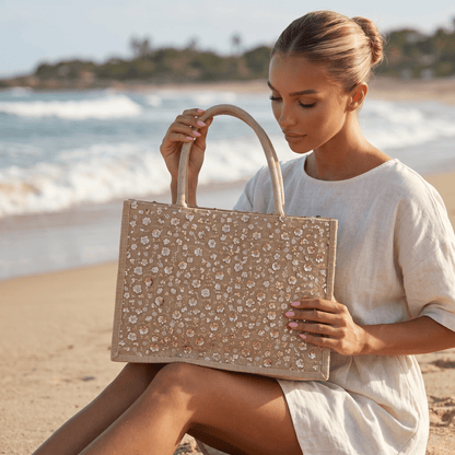 ✨ Floral Sequin Beach Tote Bag ✨ - MASTERPIECE