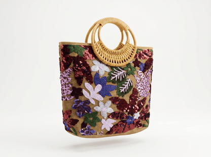 Floral Sequin Beach Tote Bag 🌸👜✨ - MASTERPIECE