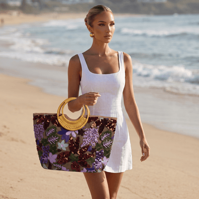 Floral Sequin Beach Tote Bag 🌸✨👜 - MASTERPIECE