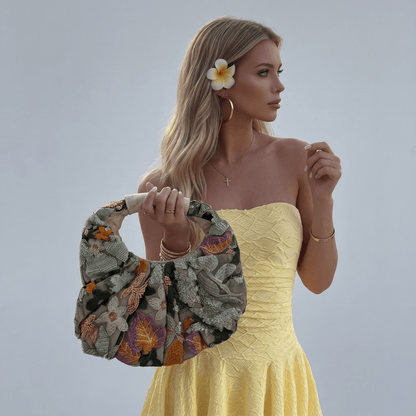 🌿 Floral Sequin Hobo Bag | Elegant Boho Shoulder Statement ✨ - MASTERPIECE