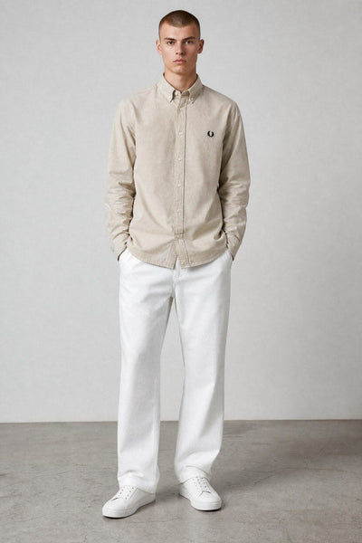 Fred Perry Premium Oxford Button-Down Shirt for Men – Elegant Slim Fit Smart Casual Long Sleeve Shirt 🤍✨ - MASTERPIECE