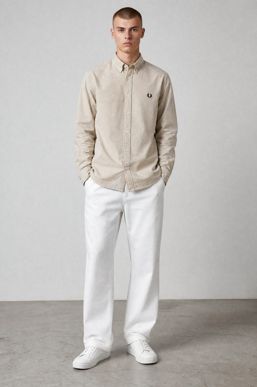 Fred Perry Premium Oxford Button-Down Shirt for Men – Elegant Slim Fit Smart Casual Long Sleeve Shirt 🤍✨ - MASTERPIECE
