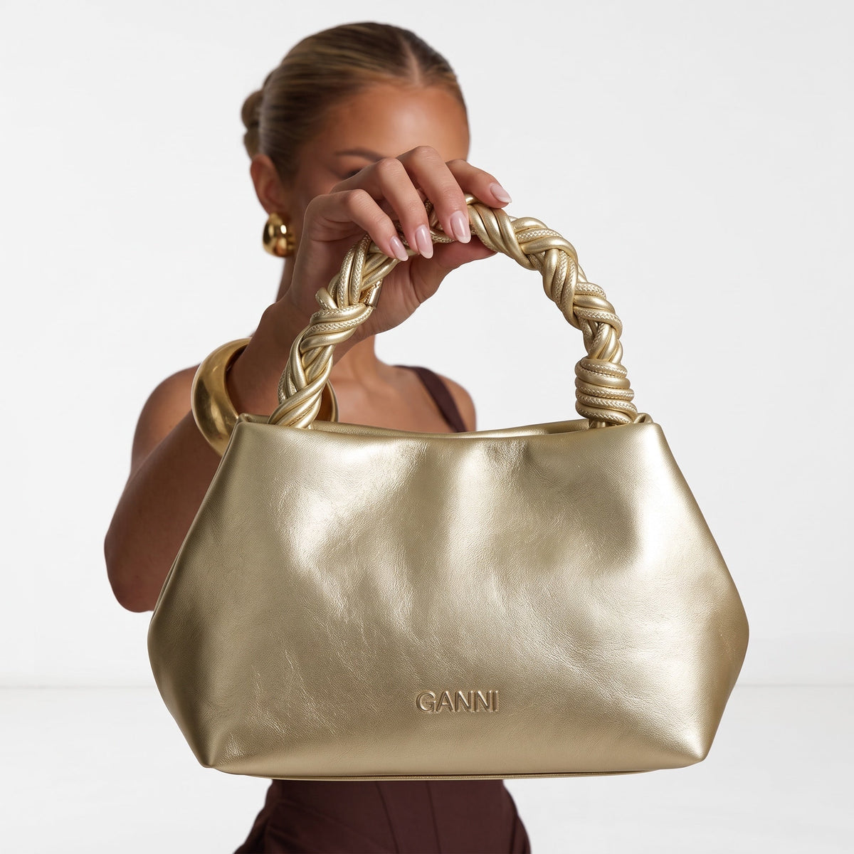 Ganni Shoulder Bag – Metallic Gold ✨👜 - MASTERPIECE