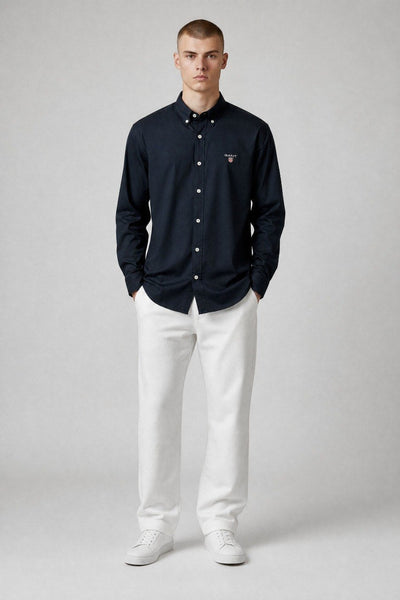 GANT Luxury Navy Blue Button Down Oxford Shirt for Men – Premium Smart Casual Long Sleeve Designer Essential 💙✨ - MASTERPIECE