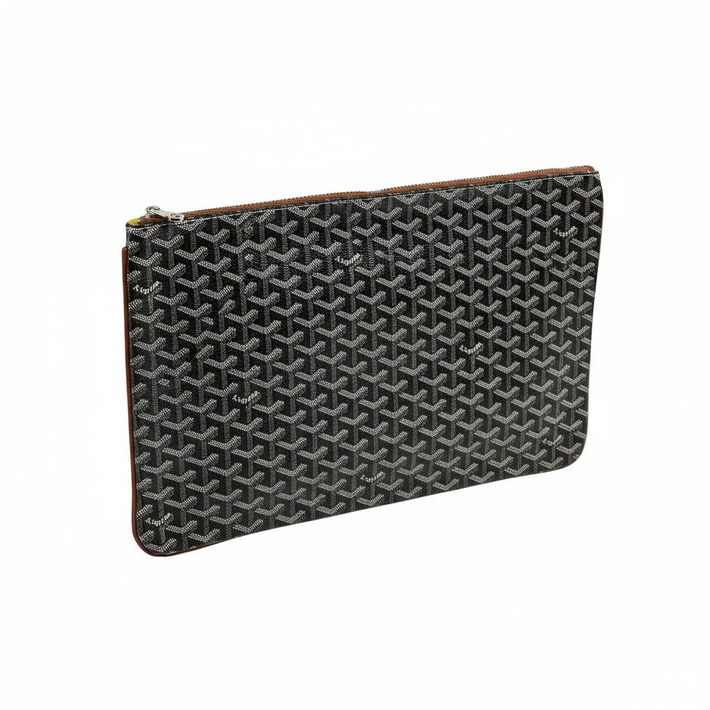 Goyard Black Monogram Pouch 🖤✨ | Luxury Unisex Designer Clutch Bag