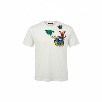 🎨 Louis Vuitton Cartoon Patch Tee – Playful Luxury in Motion 💥