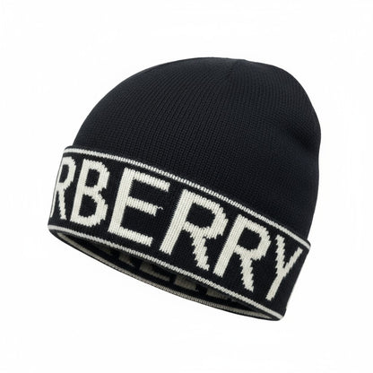 🖤 Burberry Black Knit Beanie | Bold Logo Winter Hat