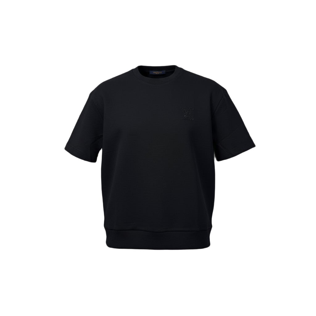 🖤 Louis Vuitton Tonal LV Embossed Logo Tee – Black Minimalist Edition ✨