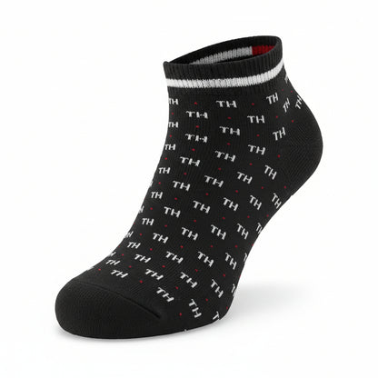 Tommy Hilfiger Patterned Black Ankle Socks – Pack of 3 Everyday Style 🧦🖤