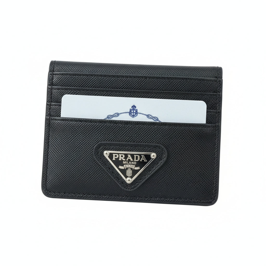 Prada Milano Black Saffiano Card Holder 🖤✨ Luxury Slim Wallet