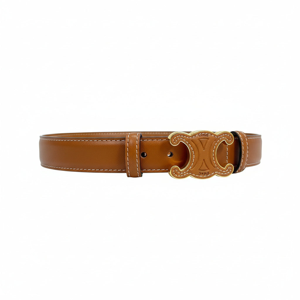 Celine Triomphe Leather Belt – Tan Brown | 100 cm Luxury Classic 🤎✨