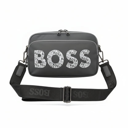 BOSS Signature Crossbody Bag – Sleek Grey Statement Shoulder Bag 🖤👜