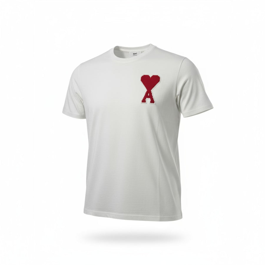 AMI Paris “Ami de Coeur” Tee — White & Red