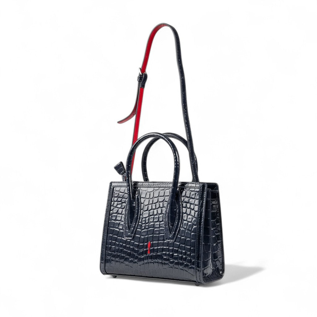 Christian Louboutin Black Croc-Embossed Mini Bag 🖤❤️✨ | Luxury Designer Crossbody & Tote