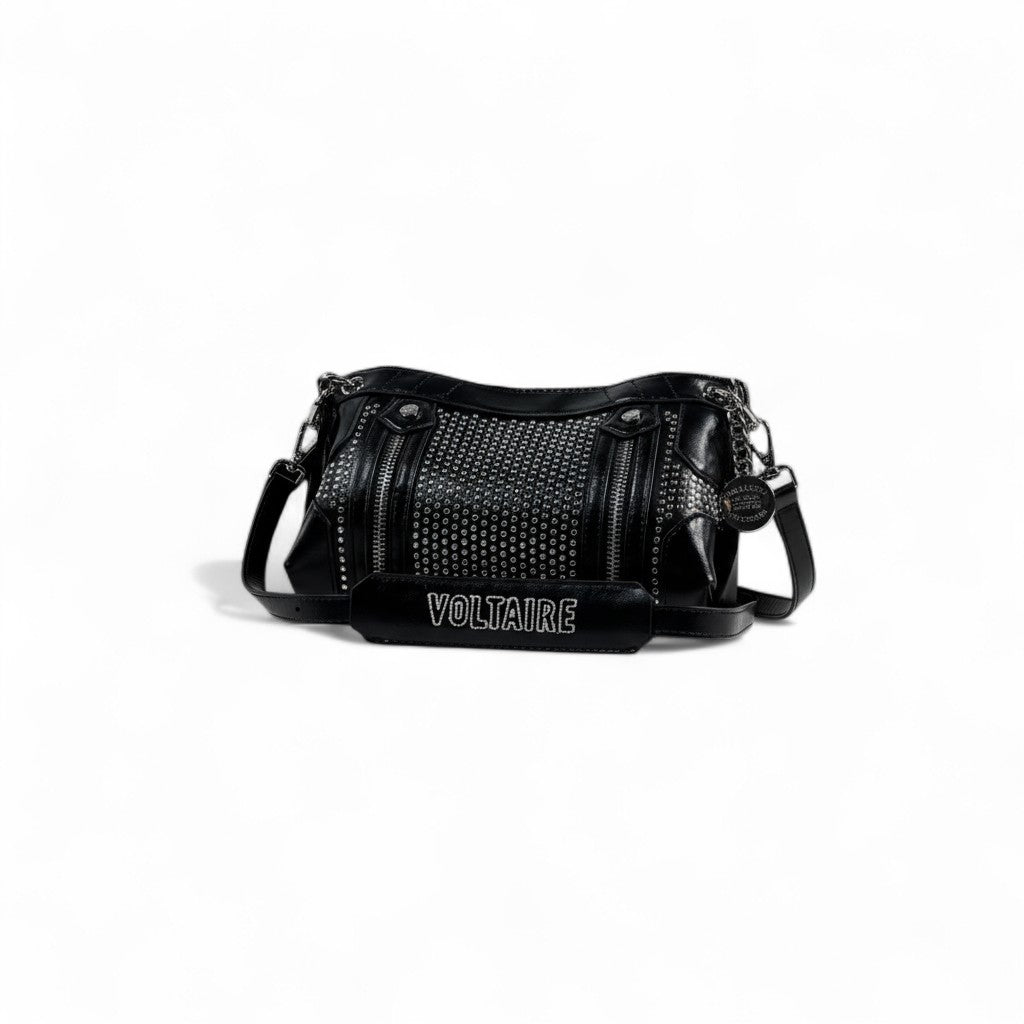 Zadig & Voltaire Black Studded Shoulder Bag 🖤✨ | Rock-Chic Crossbody with Logo Strap