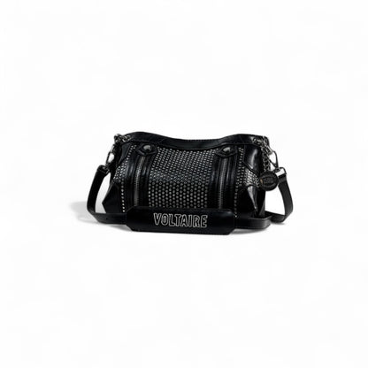 Zadig & Voltaire Black Studded Shoulder Bag 🖤✨ | Rock-Chic Crossbody with Logo Strap