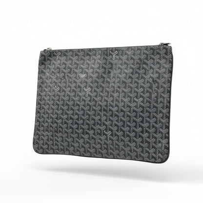 Goyard Grey Monogram Pouch 🖤✨ | Luxury Unisex Clutch Bag