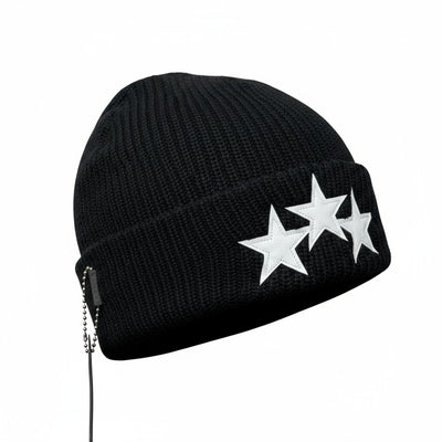 ⭐ Amiri Three Stars Black Beanie | Luxury Knit Streetwear Hat