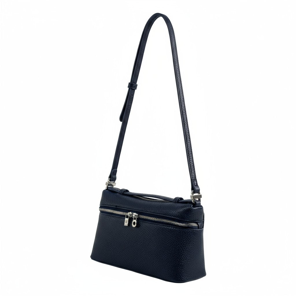 Loro Piana Navy Structured Leather Bag 💙✨ | Luxury Shoulder & Crossbody Purse