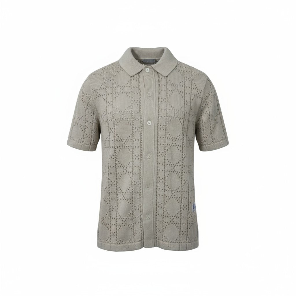 🌾 Dior Beige Crochet Knit Shirt – Soft Texture, Subtle Luxury 🤎