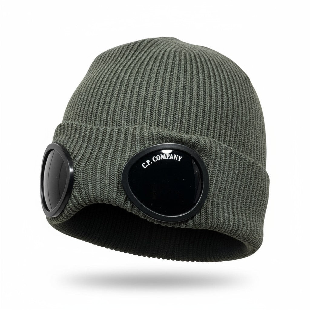 🫶 C.P. Company Goggle Beanie | Military Green Knit Hat