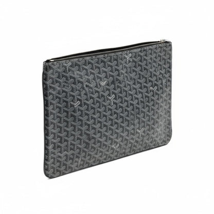 Goyard Grey Monogram Pouch 🖤✨ | Luxury Unisex Clutch Bag